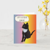 Carte d'anniversaire à personnaliser pour chat noi (Fleur jaune)