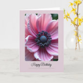 Carte d'anniversaire à pétale rose (Fleur jaune)