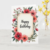 Carte d'anniversaire à plaque ornée (Fleur jaune)