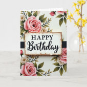 Carte d'anniversaire à plaque rustique (Fleur jaune)