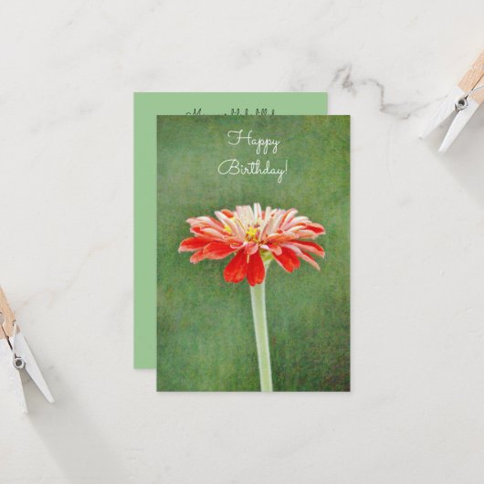 Carte d'anniversaire à plat à fleurs rouges (Devant/Arrière en situation)