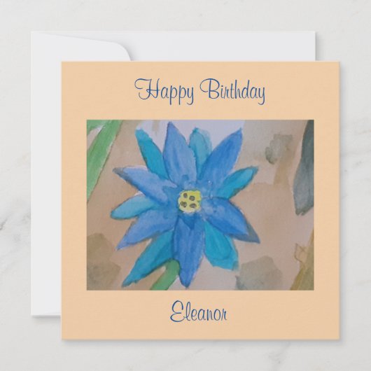 Carte d'anniversaire à plat de fleurs bleues (Devant)