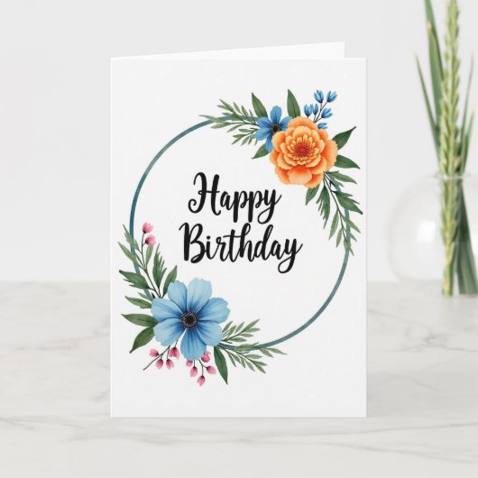 Carte d'anniversaire à pois fleuris (Devant)