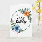 Carte d'anniversaire à pois fleuris (Fleur jaune)