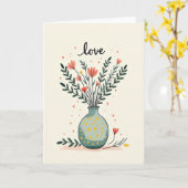 Carte d'anniversaire à pois sarcelle (Fleur jaune)