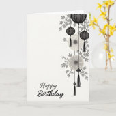 Carte d'anniversaire à pompon festif (Fleur jaune)