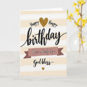 Carte d'anniversaire à rayures douces (Fleur jaune)
