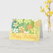 Carte d'anniversaire à rayures florales (Fleur jaune)