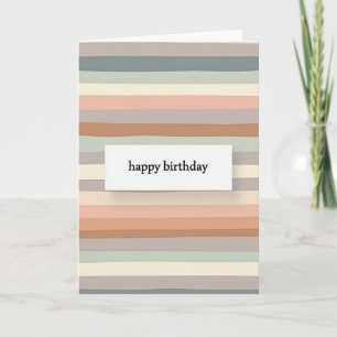 Carte d'anniversaire à rayures terreuses