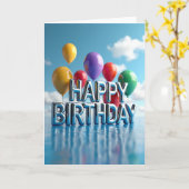 Carte d'anniversaire à reflets brillants (Fleur jaune)