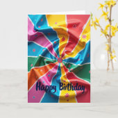 Carte d'anniversaire à roue joyeuse (Fleur jaune)