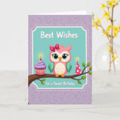 Carte d'anniversaire à ruban fuchsia (Fleur jaune)