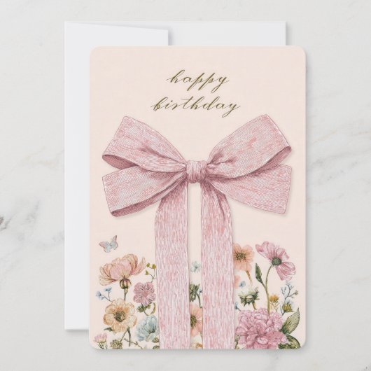 Carte d'anniversaire à ruban rose (Devant)