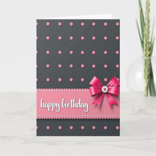 Carte d'anniversaire à ruban rose (Devant)