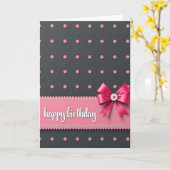 Carte d'anniversaire à ruban rose (Fleur jaune)