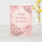 Carte d'anniversaire à ruban rose esthétique Coque (Fleur jaune)
