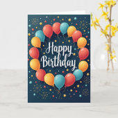 Carte d'anniversaire à scénario bleu (Fleur jaune)