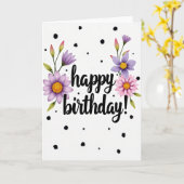 Carte d'anniversaire à script fait main (Fleur jaune)