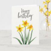 Carte d'anniversaire à script frais (Fleur jaune)