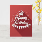 Carte d'anniversaire à script rouge (Fleur jaune)