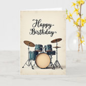Carte d'anniversaire à tambour sarcelle (Fleur jaune)