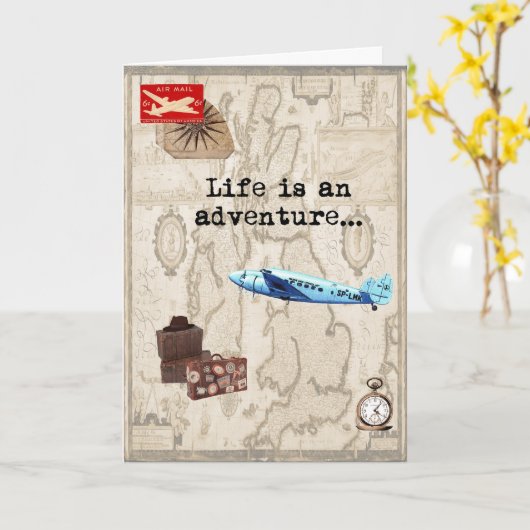 Carte d'anniversaire à thème Aventure (Fleur jaune)