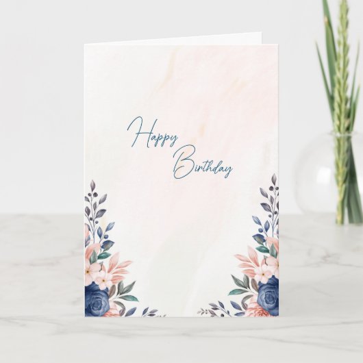 Carte d'anniversaire à thème Fleurs bleues (Devant)
