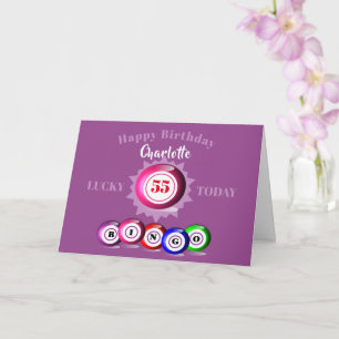 Carte d'anniversaire à thème Lucky Number Bingo