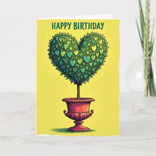 Carte d'anniversaire à topiaire verte (Devant)