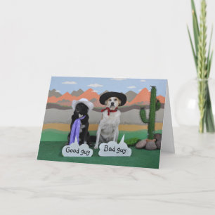 Carte d'anniversaire à tout homme, 2 chiens en cas