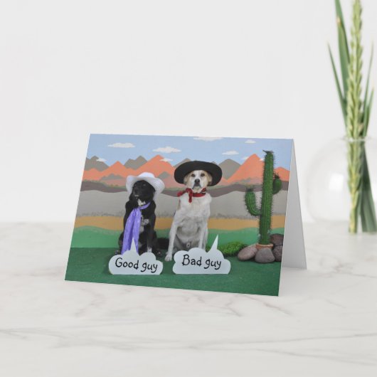 Carte d'anniversaire à tout homme, 2 chiens en cas (Devant)