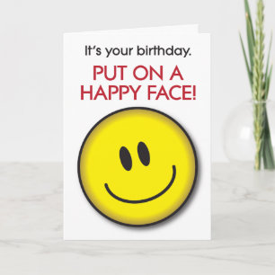 Carte d'anniversaire à visage joyeux