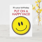 Carte d'anniversaire à visage joyeux et humoristiq (Fleur jaune)
