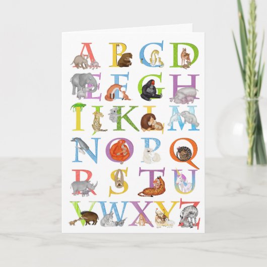 Carte d'anniversaire ABC de l'animal (version bleu (Devant)