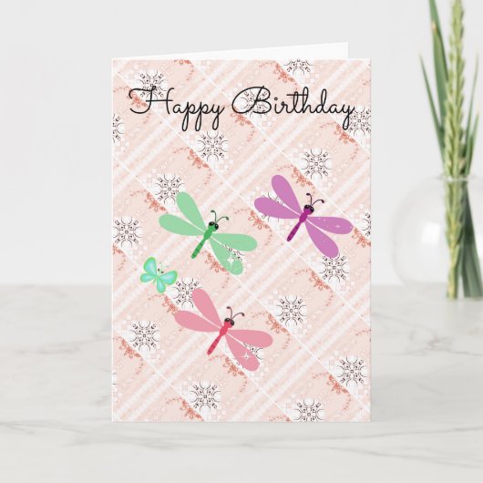 Carte d'anniversaire Abstraite cool de libellules (Devant)