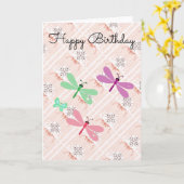 Carte d'anniversaire Abstraite cool de libellules (Fleur jaune)