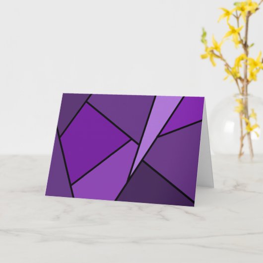 Carte d'anniversaire Abstraite en polygones violet (Fleur jaune)