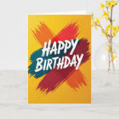 Carte d'anniversaire abstraite joyeuse (Fleur jaune)