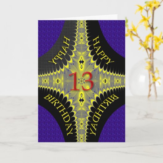 Carte d'anniversaire Abstraite pour 13 ans (Fleur jaune)