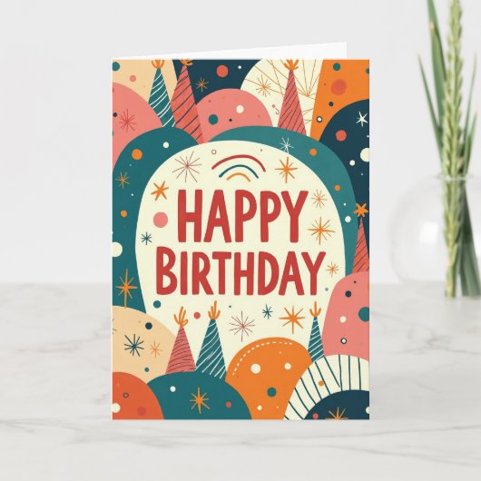 Carte d'anniversaire abstraite vibrante (Devant)