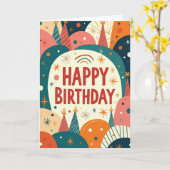Carte d'anniversaire abstraite vibrante (Fleur jaune)