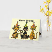 Carte d'anniversaire AC- Crazy Cats (Fleur jaune)
