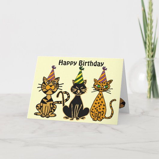 Carte d'anniversaire AC- Crazy Cats (Devant)