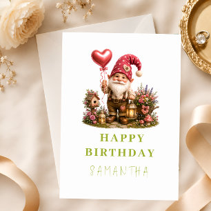 Carte d'anniversaire adorable de gnome pour enfant