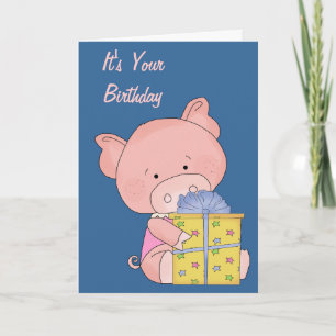 Carte d'anniversaire adorable de porc