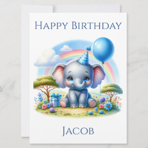 Carte d'anniversaire adorable Elephant Birthday