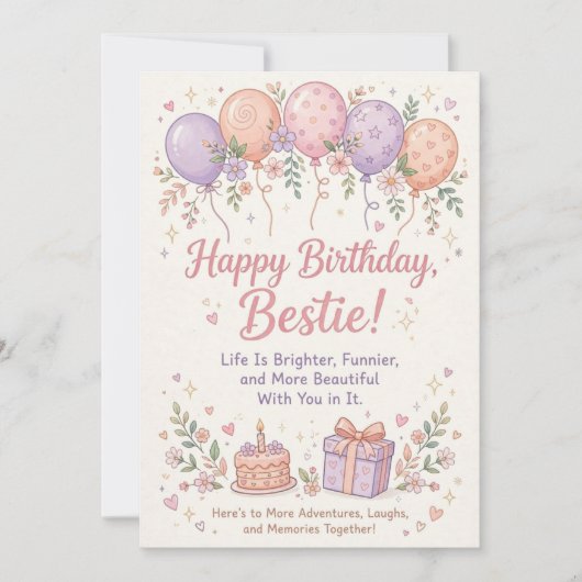 Carte d'anniversaire adorable et douce pour meille (Devant)