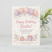 Carte d'anniversaire adorable et douce pour meille (Debout devant)