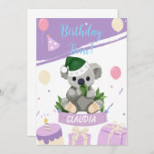 Carte d'anniversaire Adorable Koala avec Ballons & (Devant / Derrière)