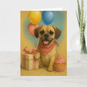 Carte d'anniversaire Adorable Puggle